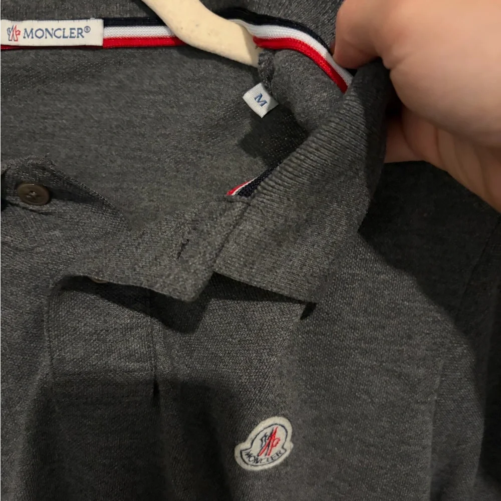 Moncler Dark Gray Polo Shirt with White Accents - Picture 3 of 4